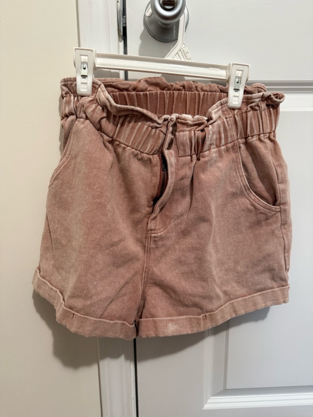 She and Sky Paperbag Shorts in Rose